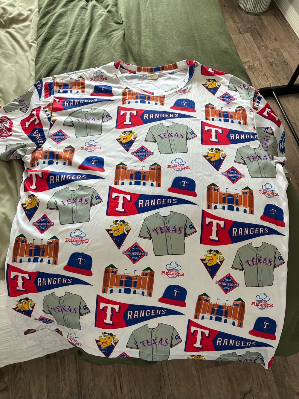 Men's Texas Rangers White Short Sleeve All-Over Print Tee
